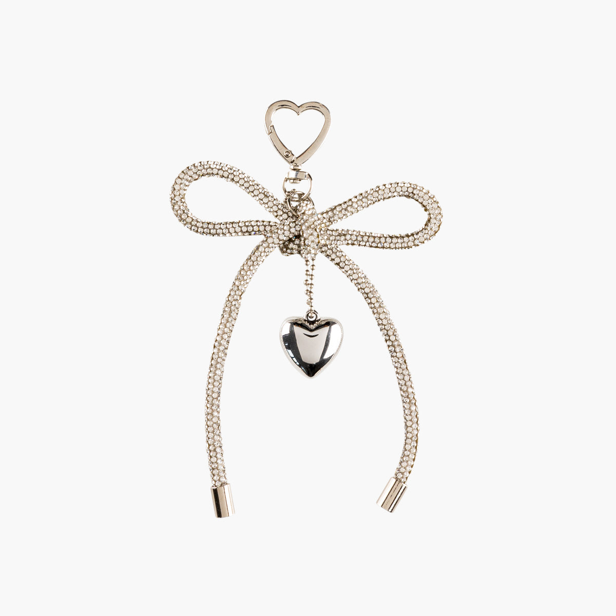 Bijoux de sac nœud strassé et cœur argenté