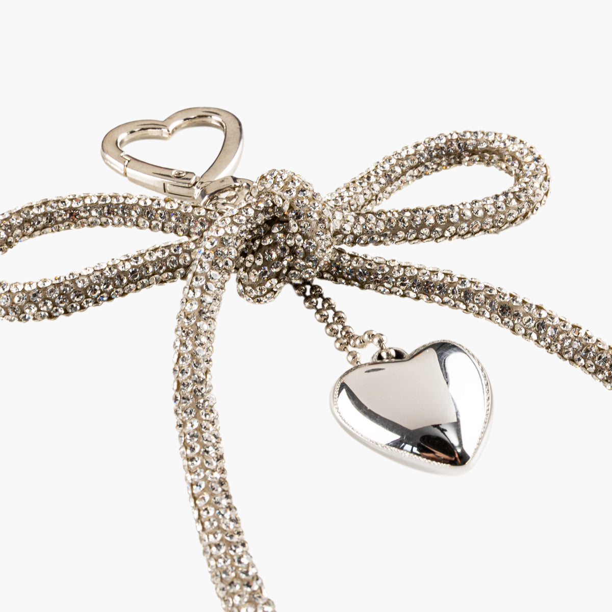 Bijoux de sac nœud strassé et cœur argenté