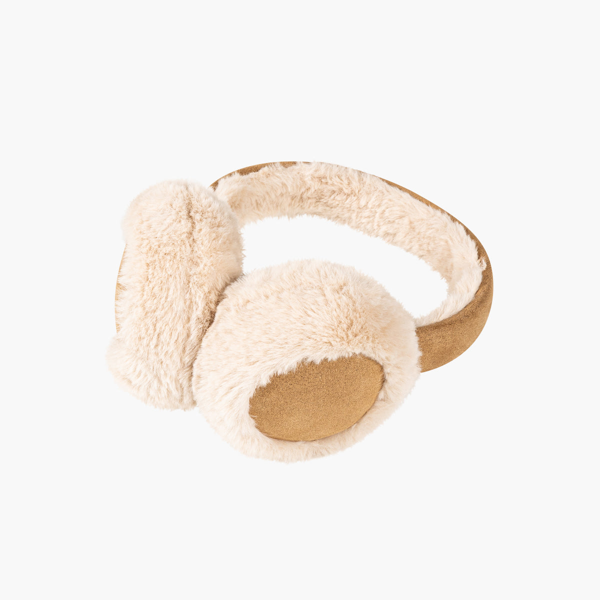 Cache-oreille effet moutonné suédé beige