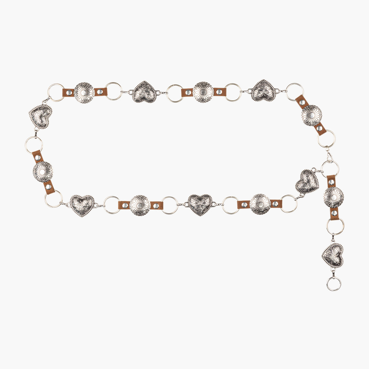 Ceinture suédé et cœur en métal argenté