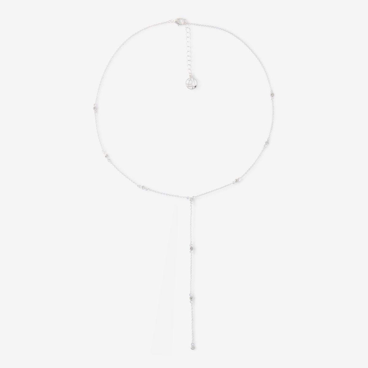 Collier Y à strass argentés