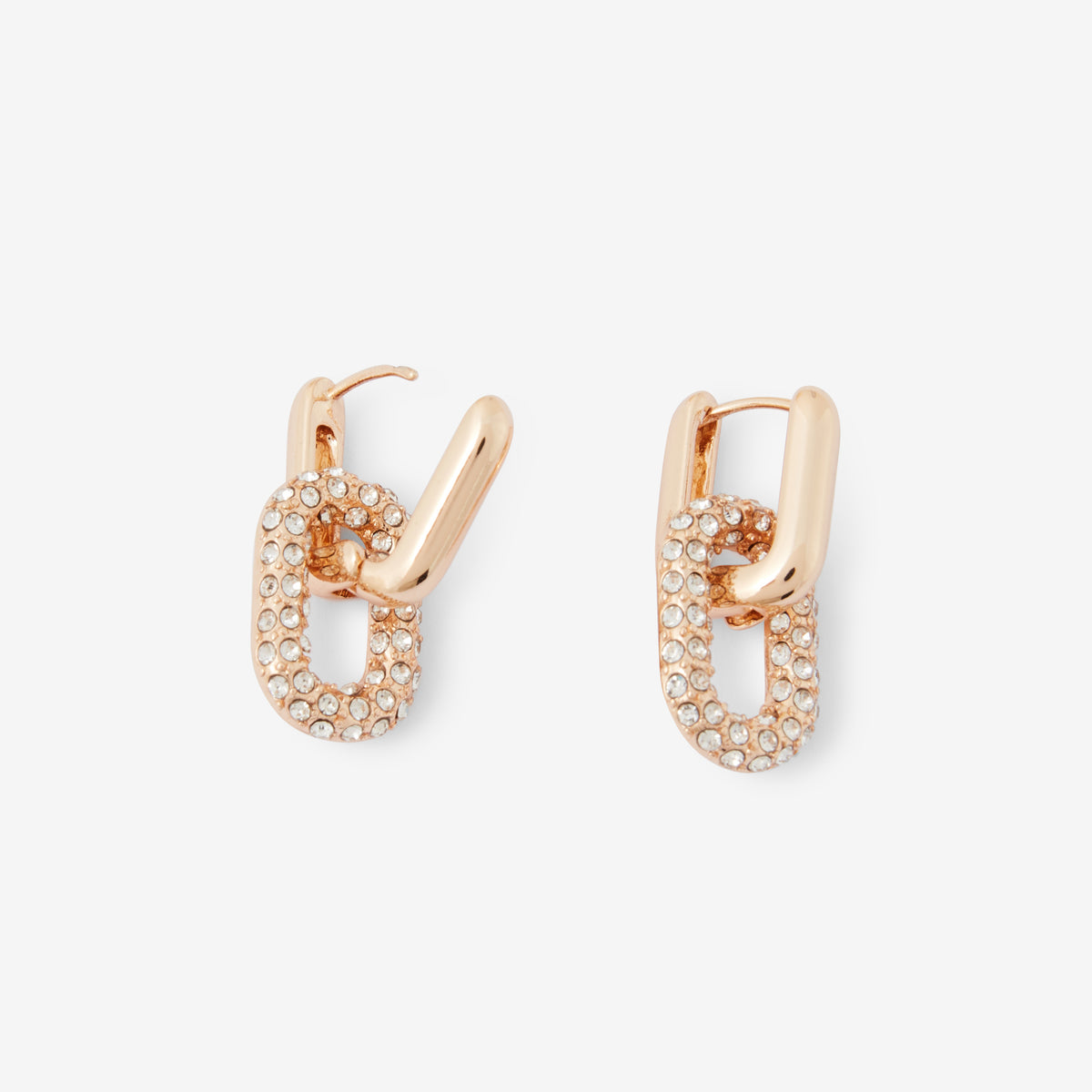 Boucles d’oreilles à double anneaux ovales à strass