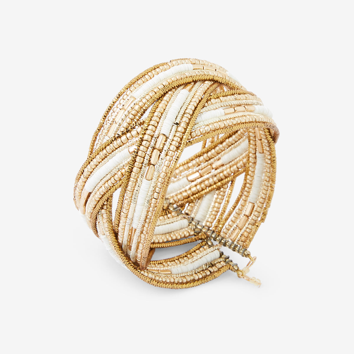 Manchette perles de rocailles dorée