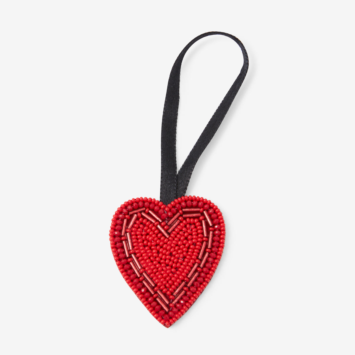 Décoration de Noël Cœur rouge perles de rocaille