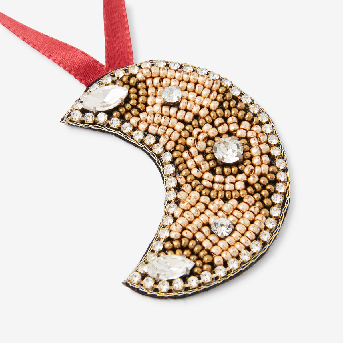 Décoration de Noël Lune perles de rocaille et strass