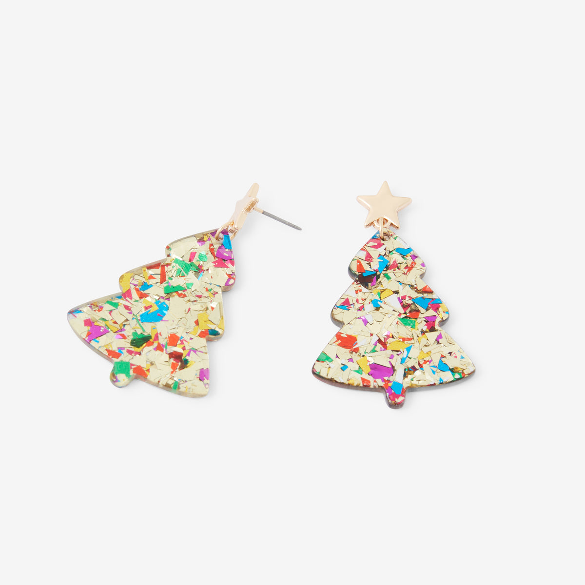 Boucles d'oreilles sapin pailletées multicolores