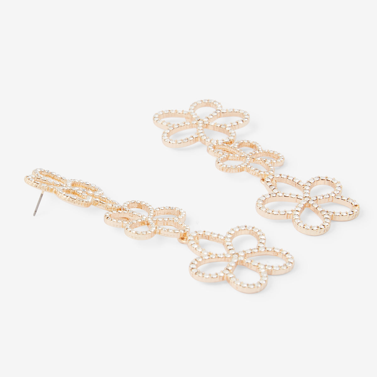 Boucles d’oreilles longues à fleurs strassées