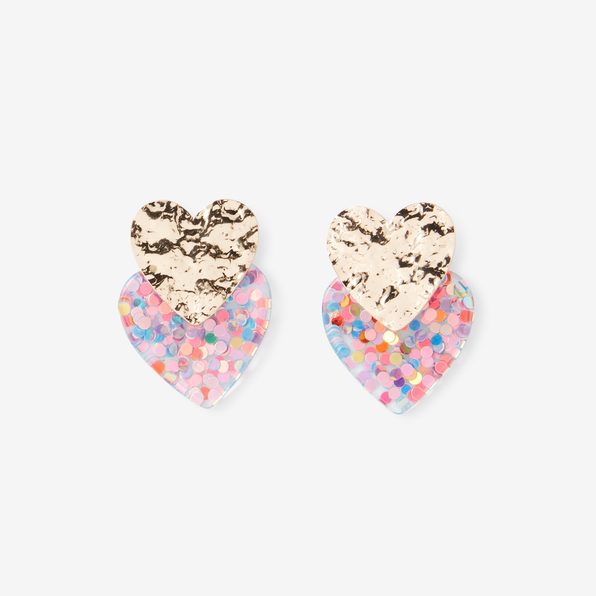 Boucles d'oreilles cœur pailletées multicolores