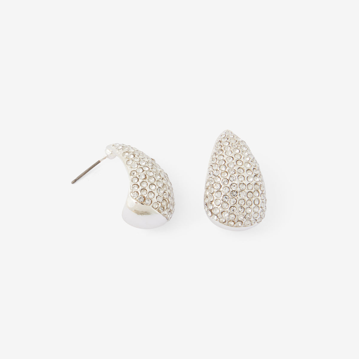 Boucles d’oreilles gouttes strass argentées
