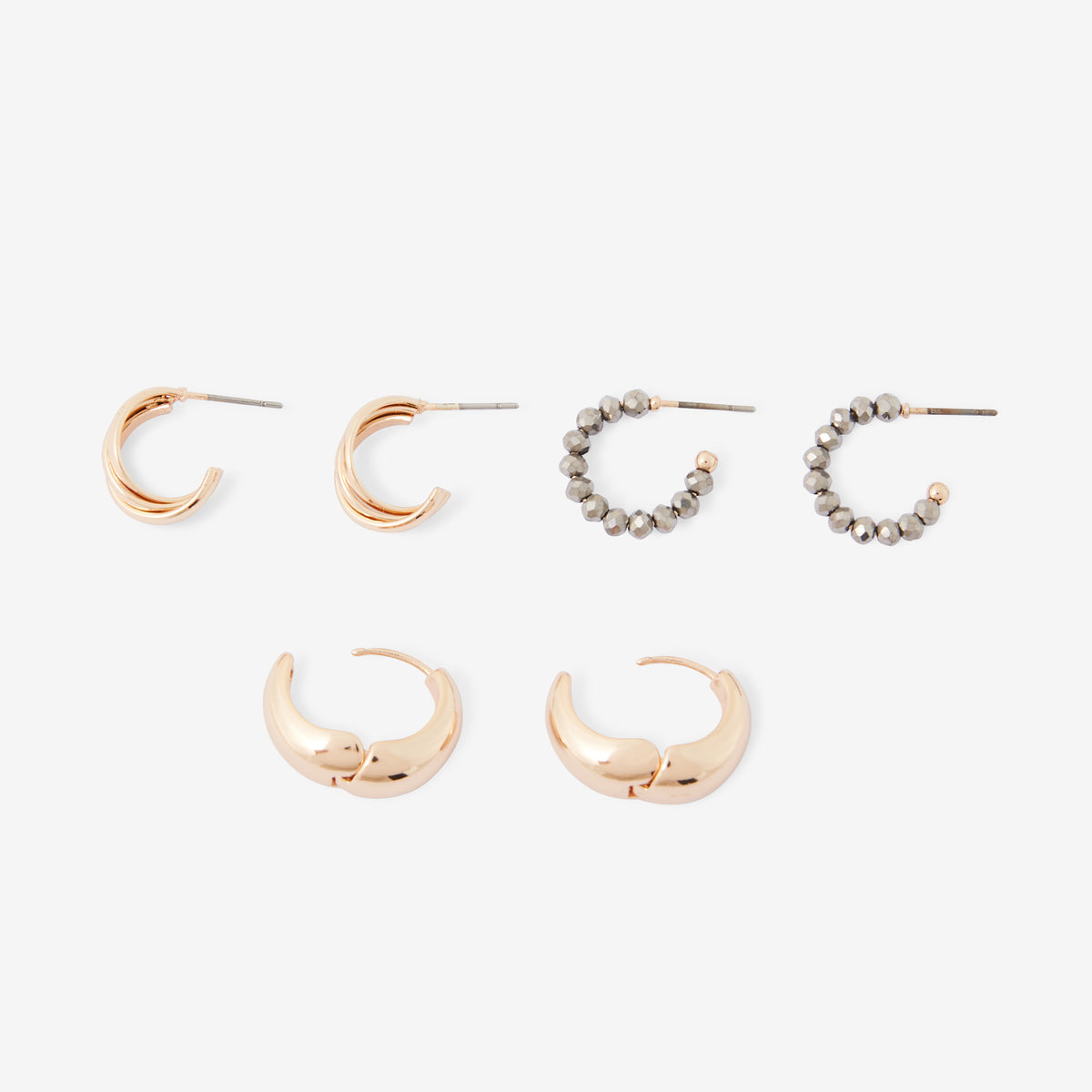 Set de 3 paires de petites créoles dorées assorties