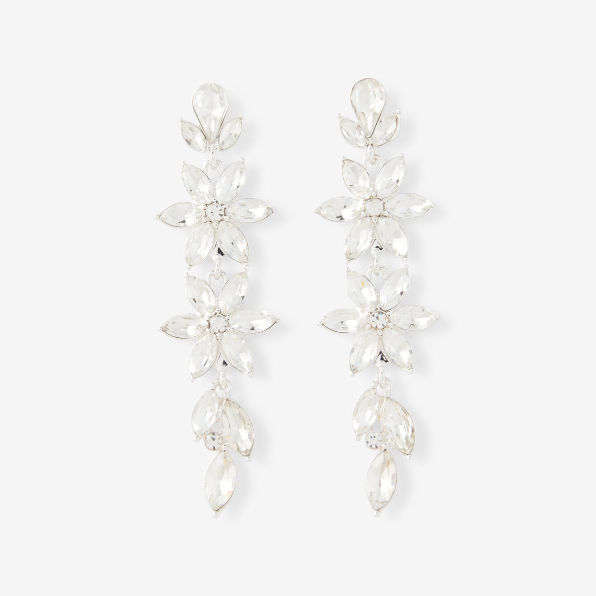 Boucles d’oreilles longues à fleurs strassées