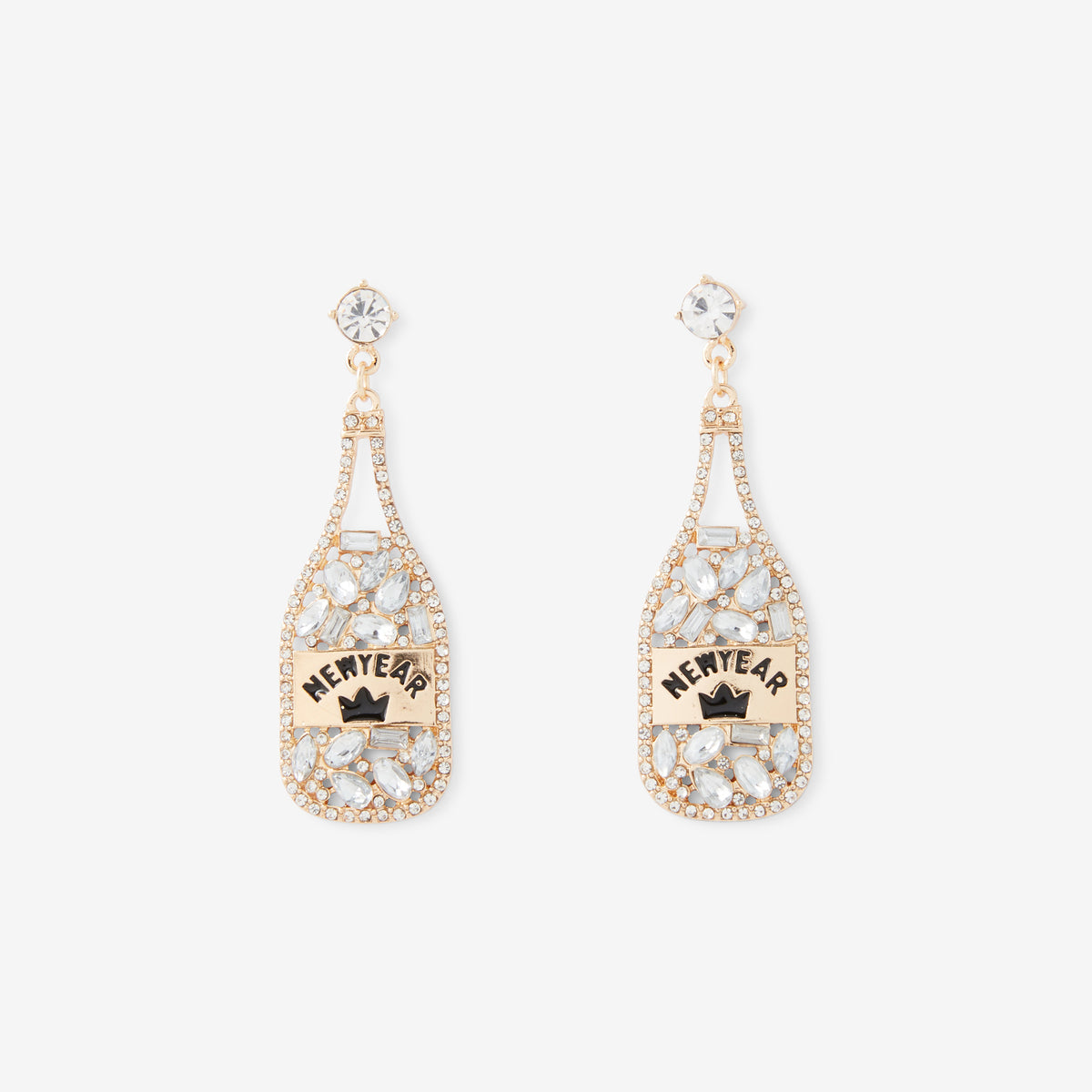 Boucles d’oreilles bouteille de champagne à strass