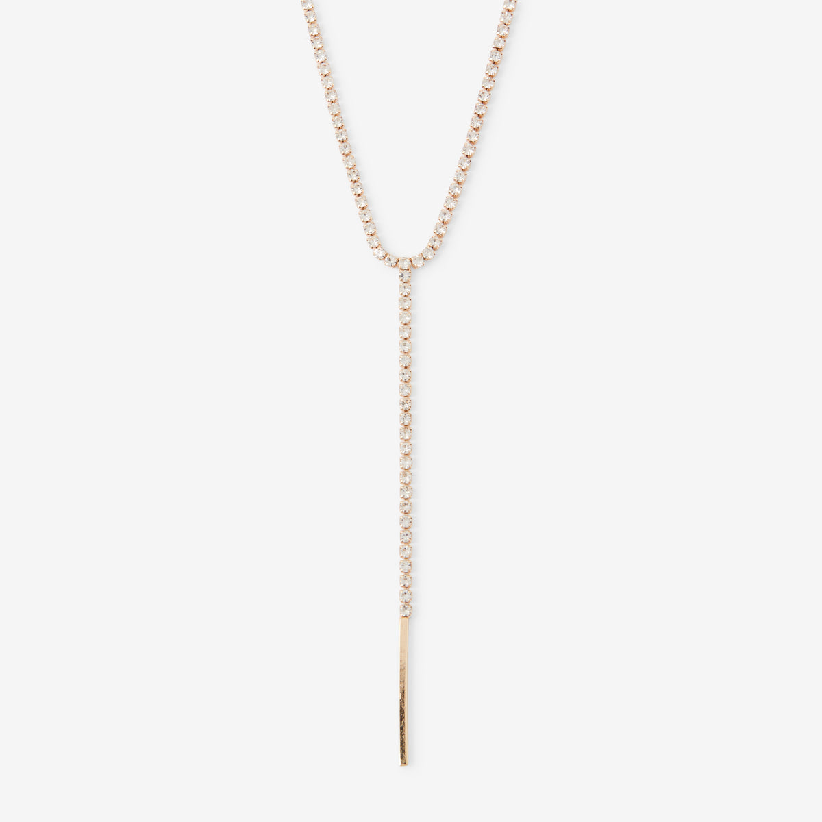 Collier fin Y chaine strassée