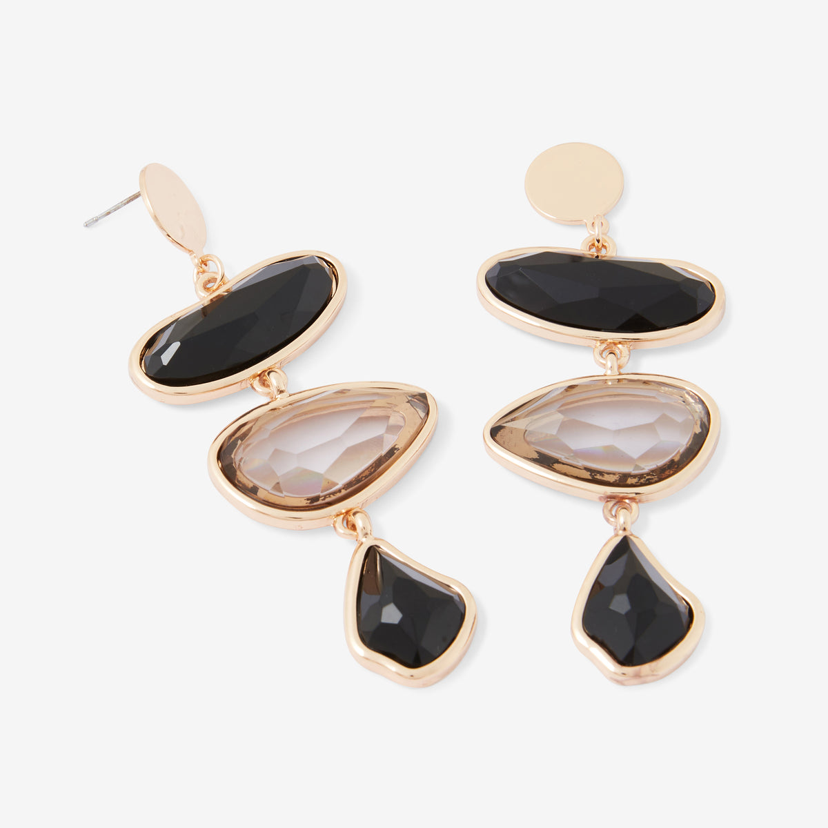 Boucles d'oreilles longues à facettes noires