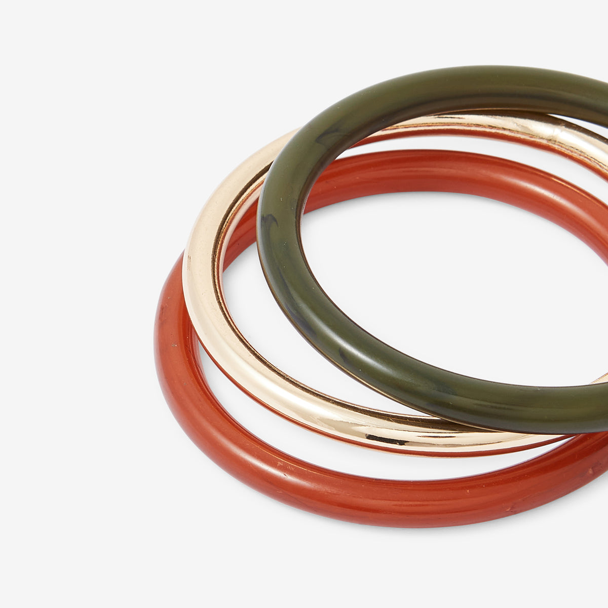 Set x3 joncs résine et métal vert et marron