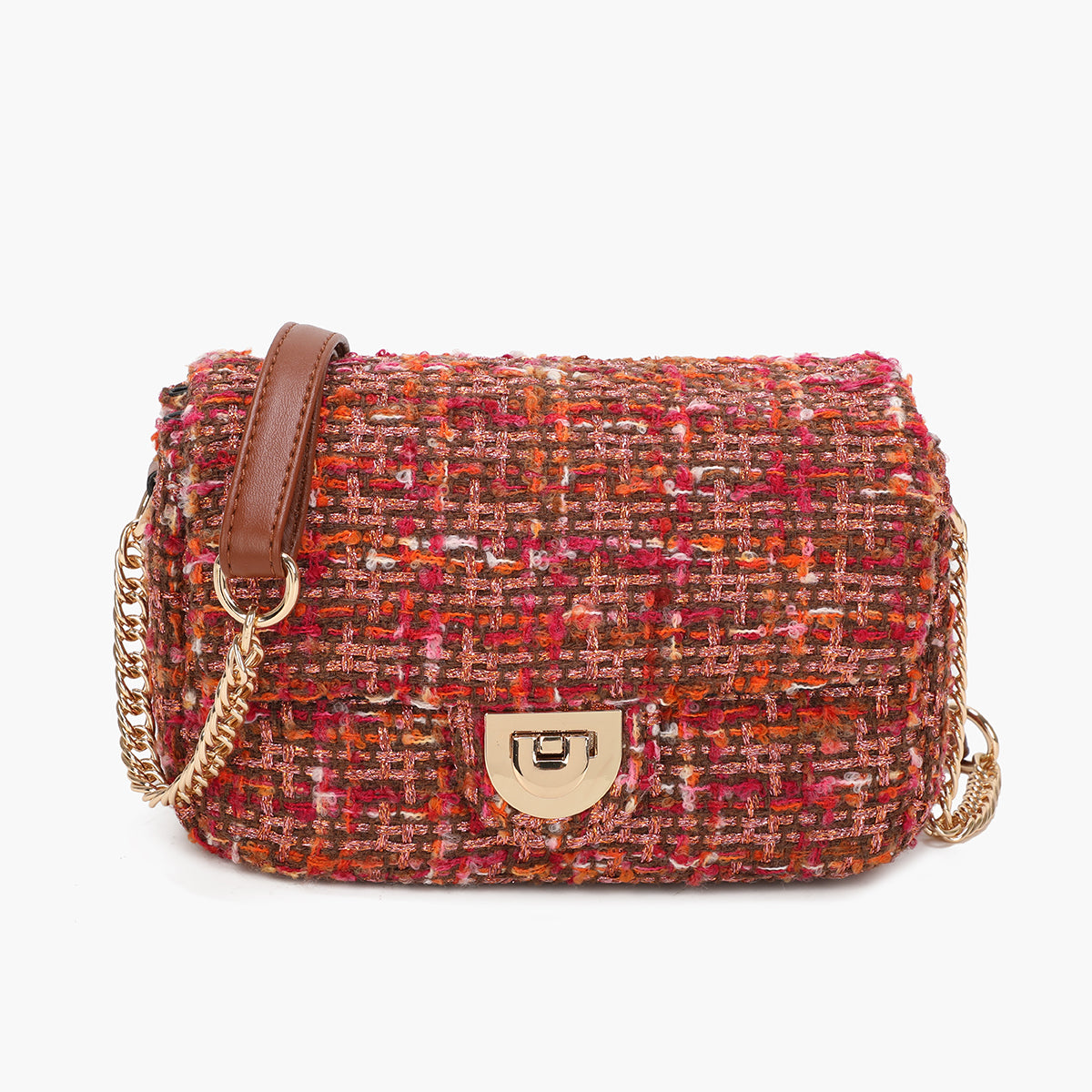 Sac à bandoulière effet tweed multicolore