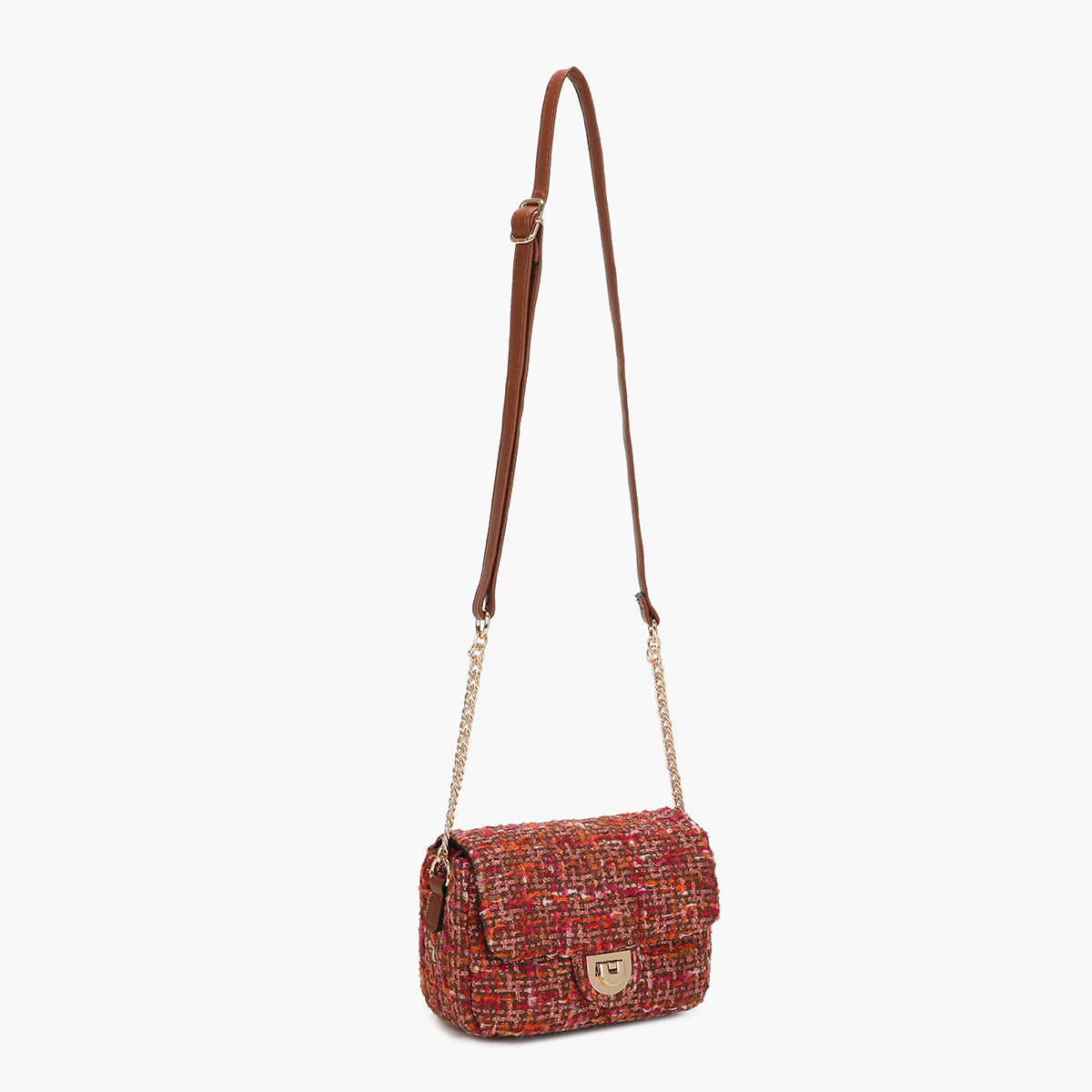 Sac à bandoulière effet tweed multicolore