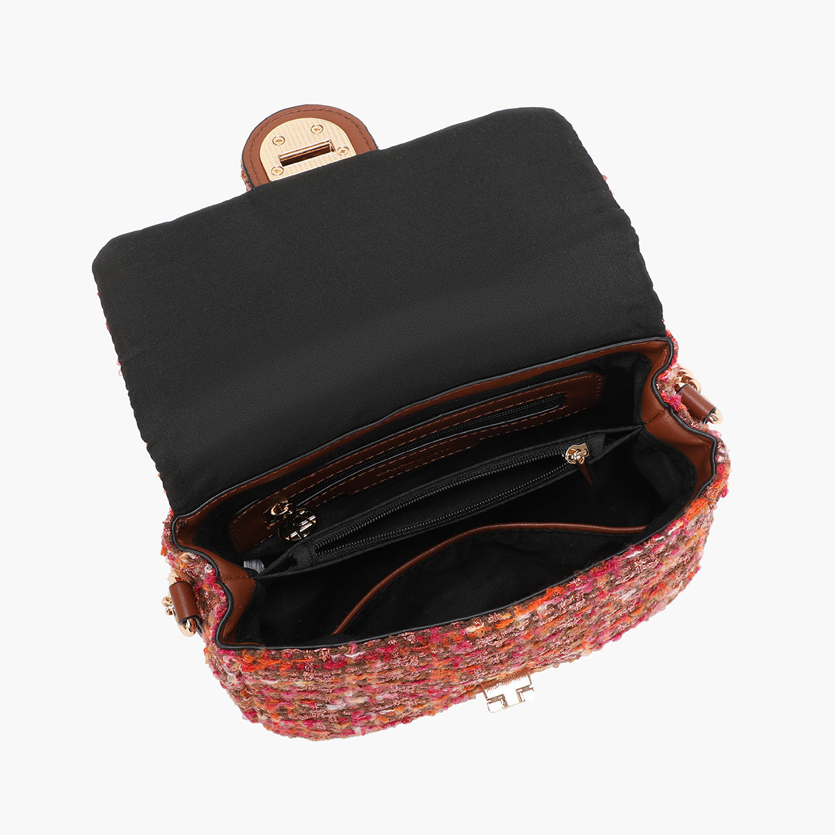 Sac à bandoulière effet tweed multicolore