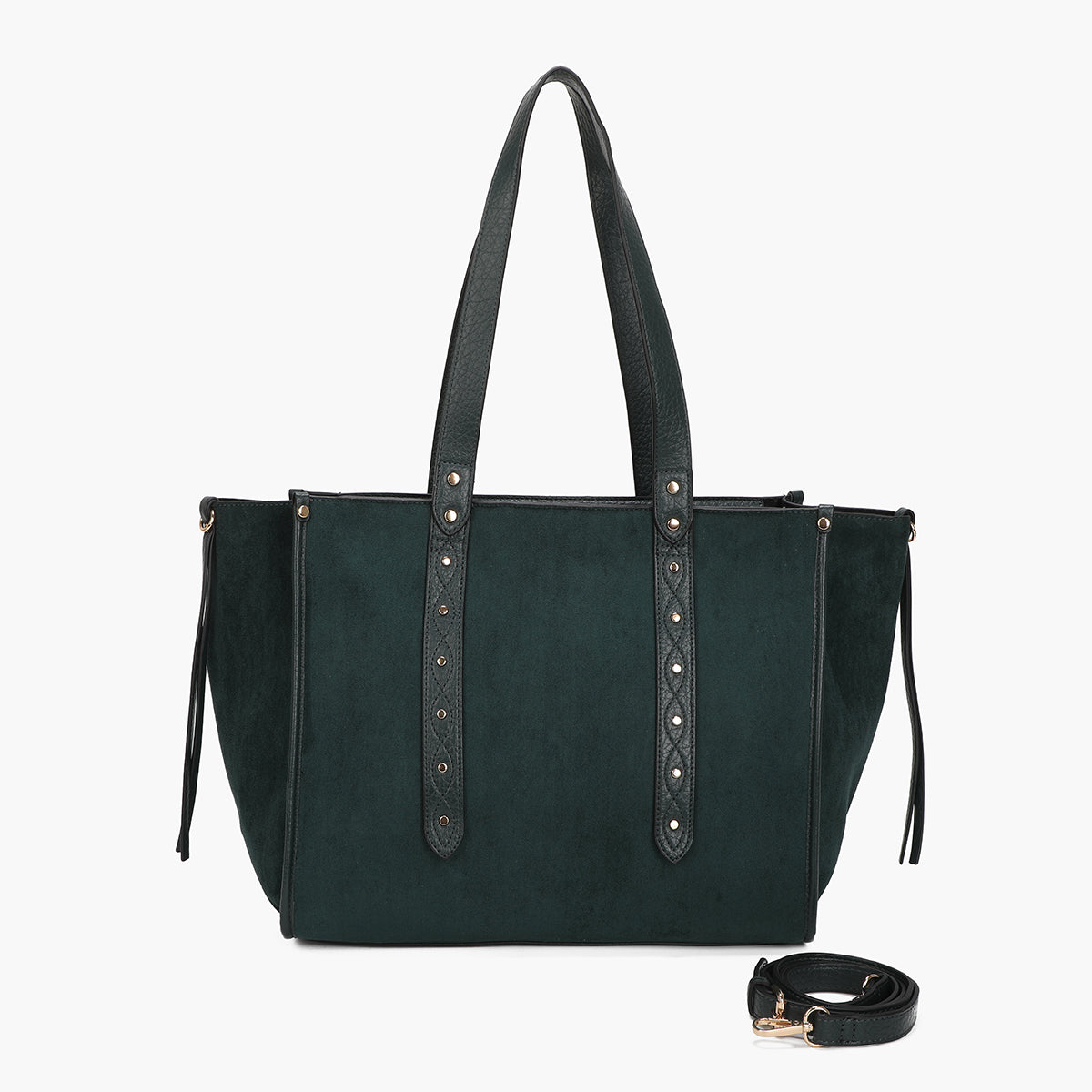 Sac cabas effet suédé vert foncé