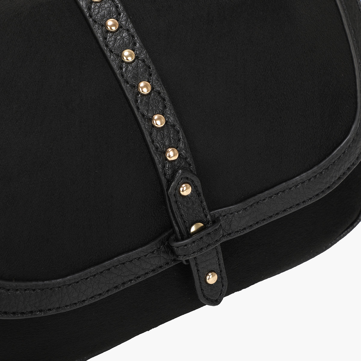 Sac à bandoulière effet suédé noir