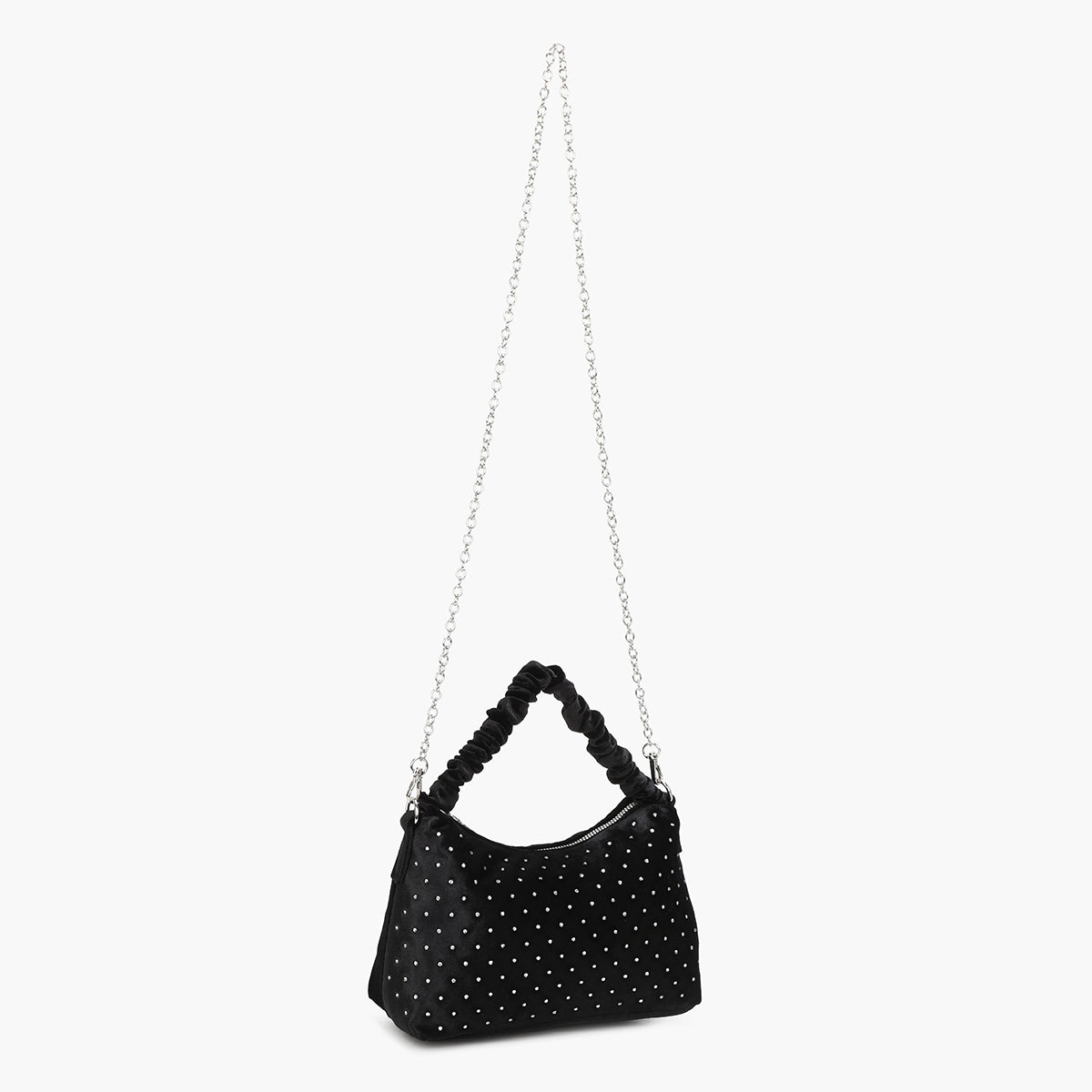 Petit sac effet velours à strass