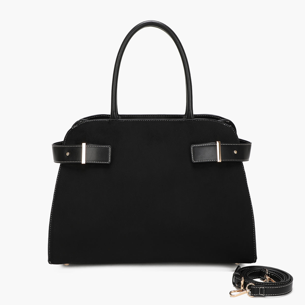 Grand sac trapèze effet suédé noir