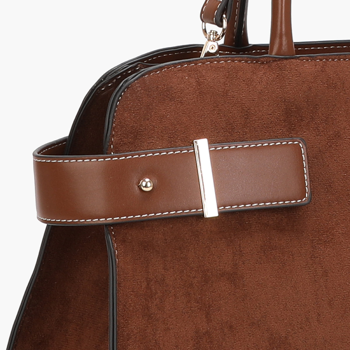 Grand sac trapèze effet suédé marron