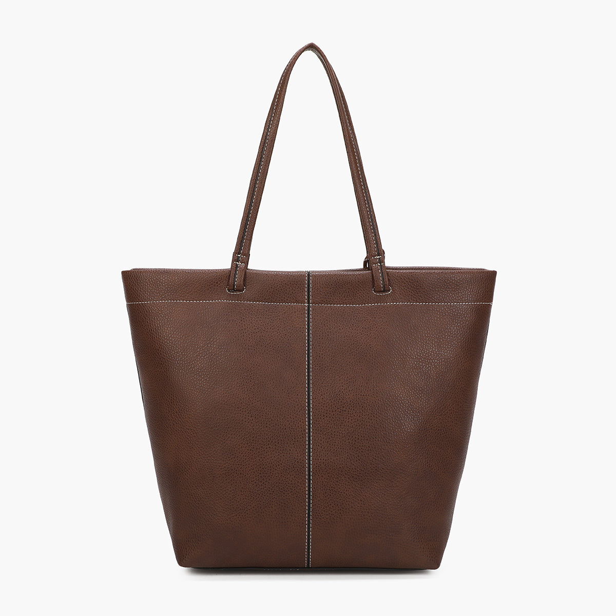 Cabas effet cuir grainé marron avec gri-gri