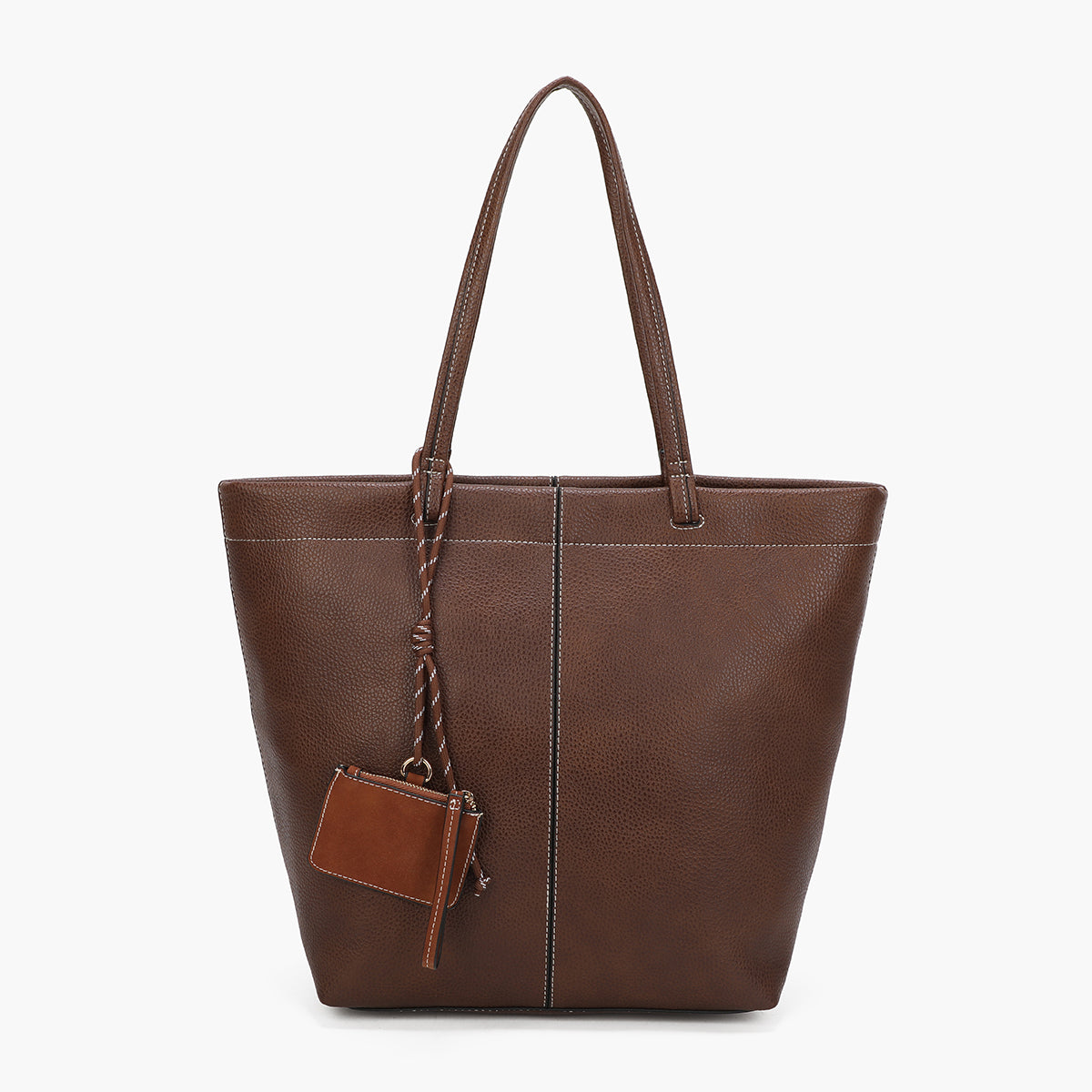 Cabas effet cuir grainé marron avec gri-gri