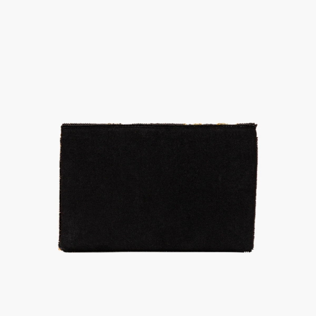 Pochette perlée fleurs noir et doré