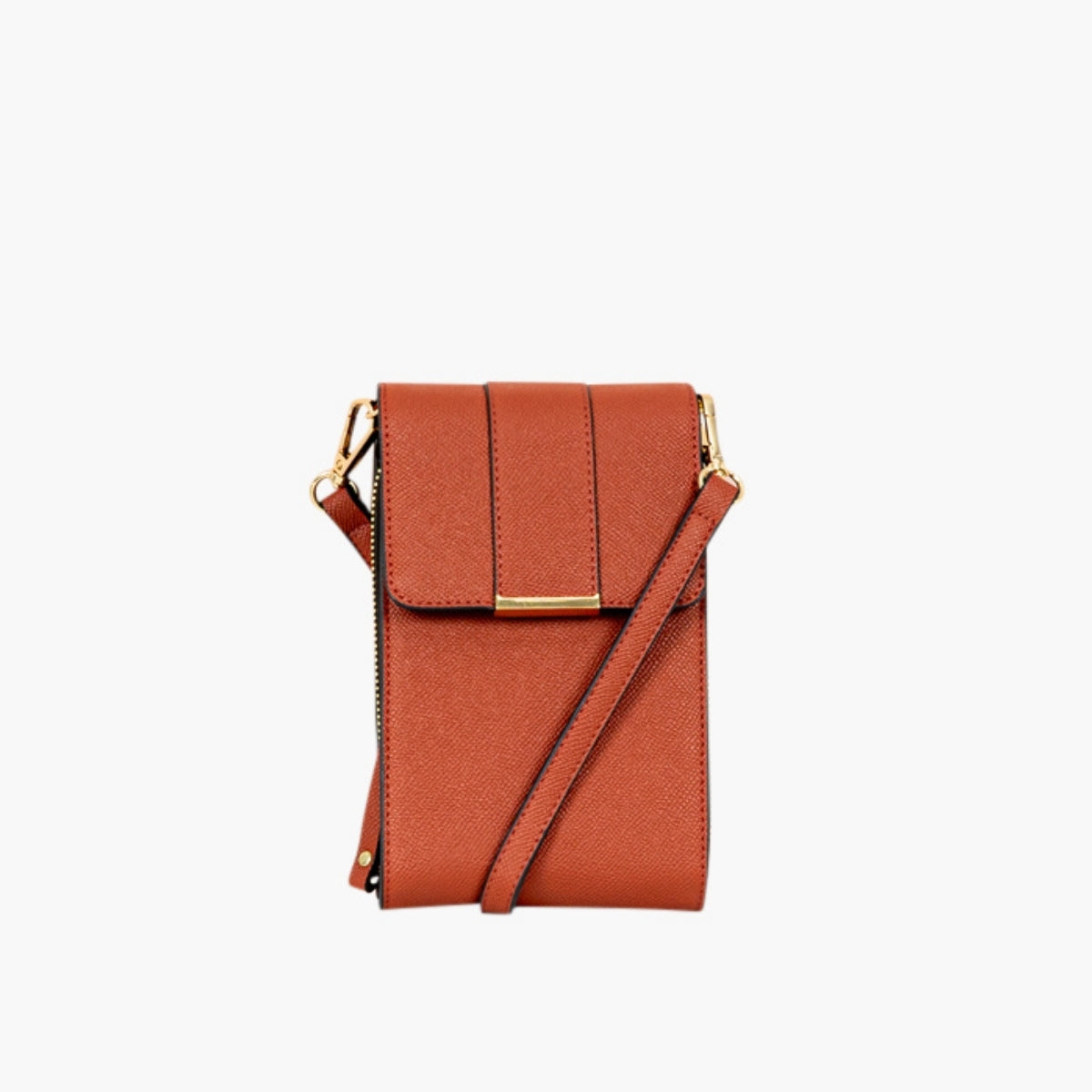 Pochette de téléphone à soufflet couleur brique