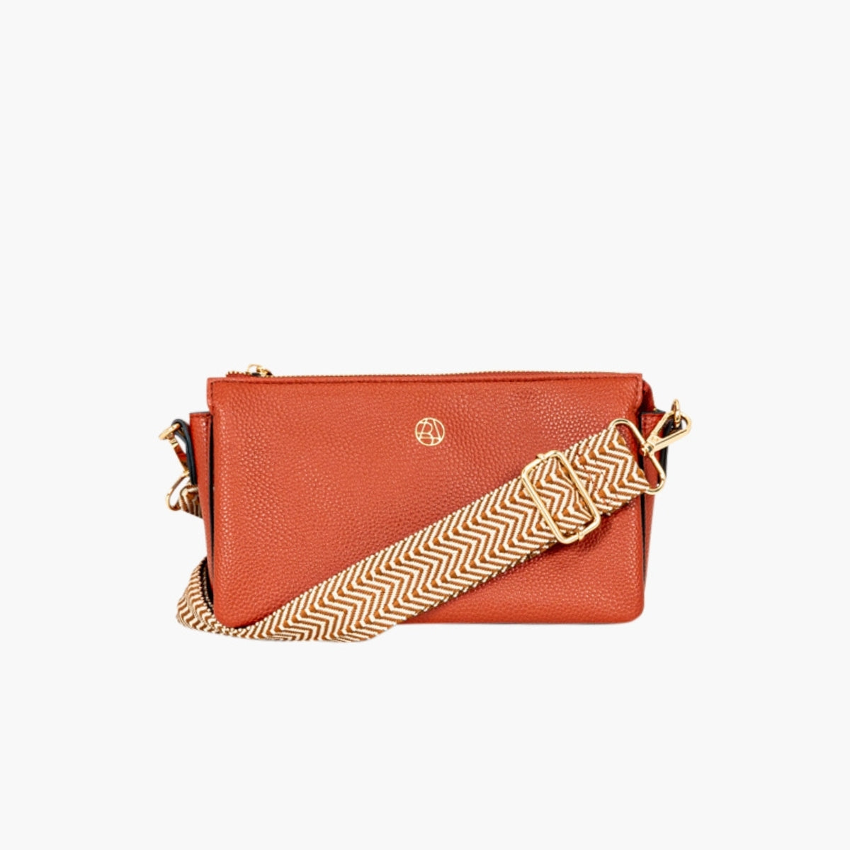 Petit sac brique à bandoulière à motif zigzag