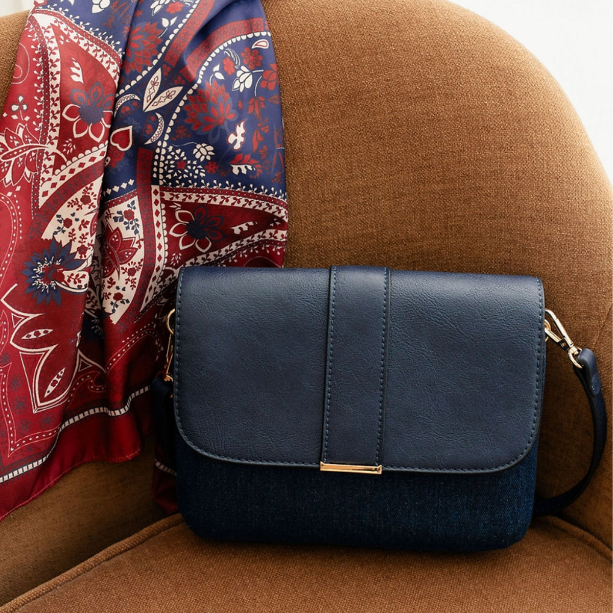 Sac à bandoulière bi-matière bleu