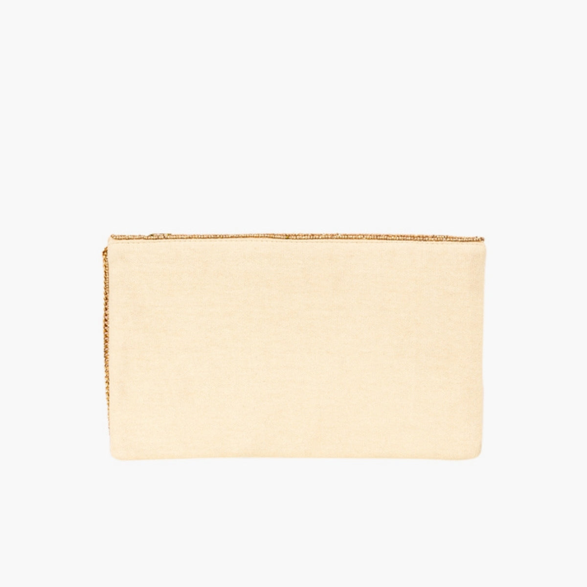 Pochette perlée à motif fleurs dorées et ivoire