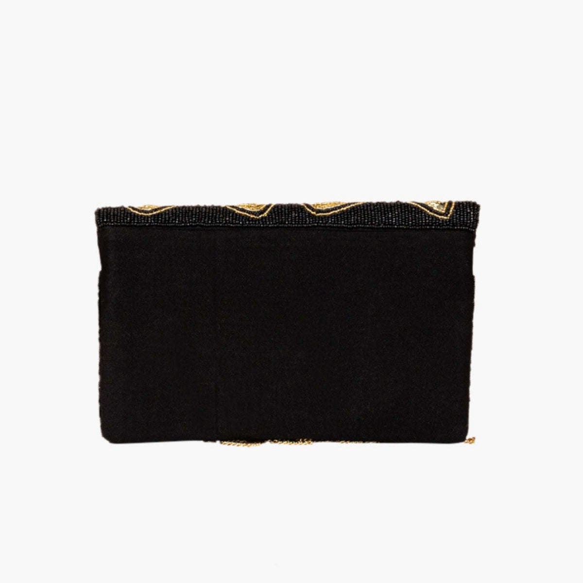 Pochette perles et sequins noir et doré