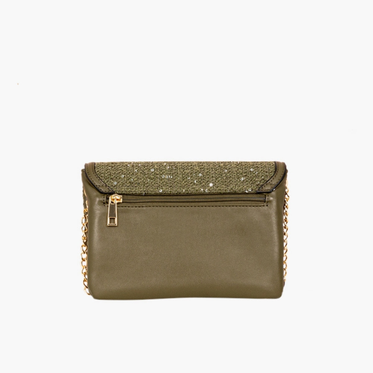 Sac bandoulière textile sequins kaki