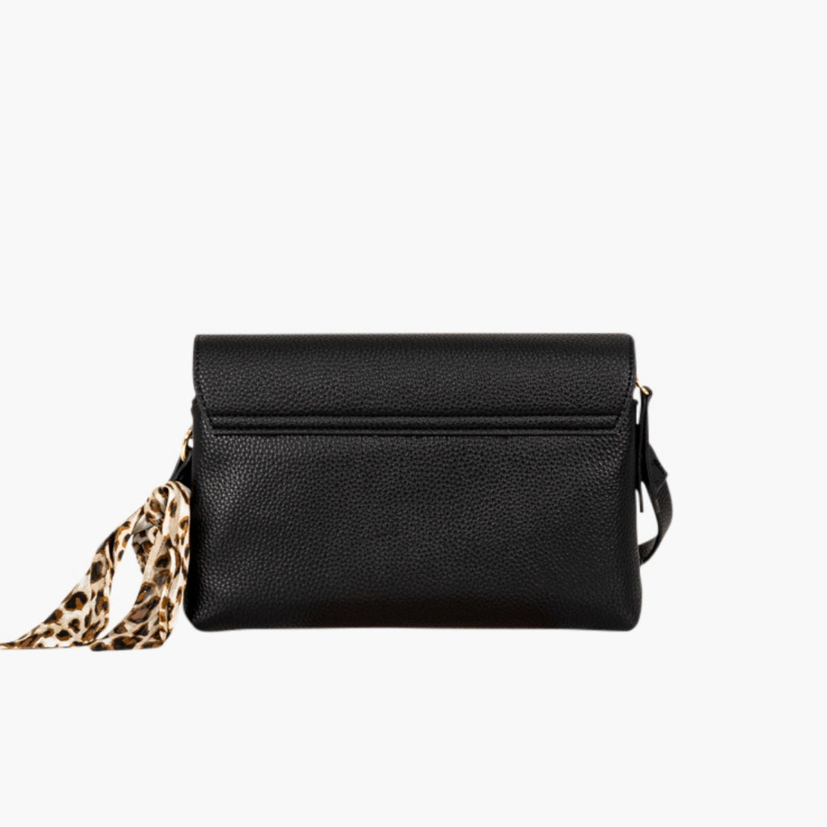 Sac à bandoulière effet grainé noir avec foulard