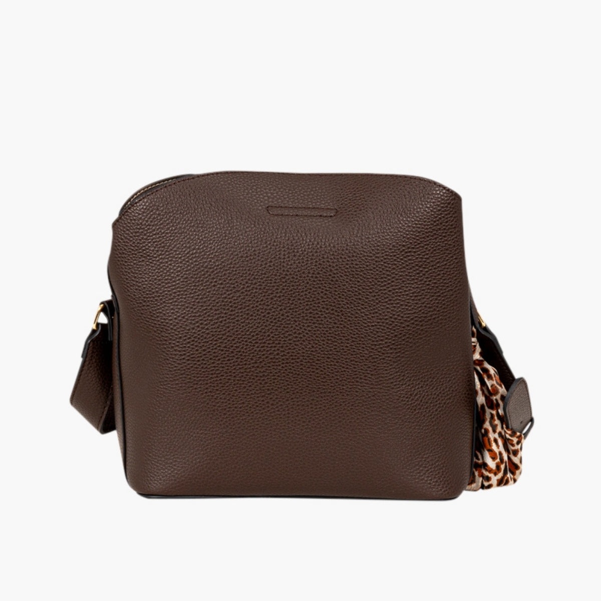 Sac carré marron à bandoulière avec foulard