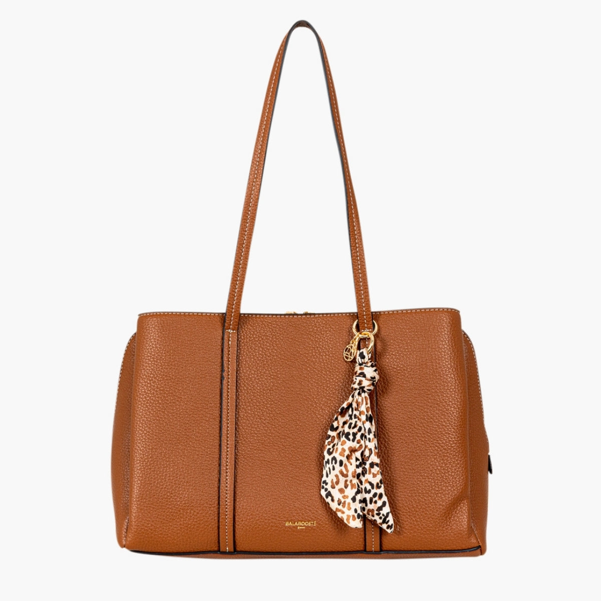 Grand sac effet grainé camel avec grigri foulard