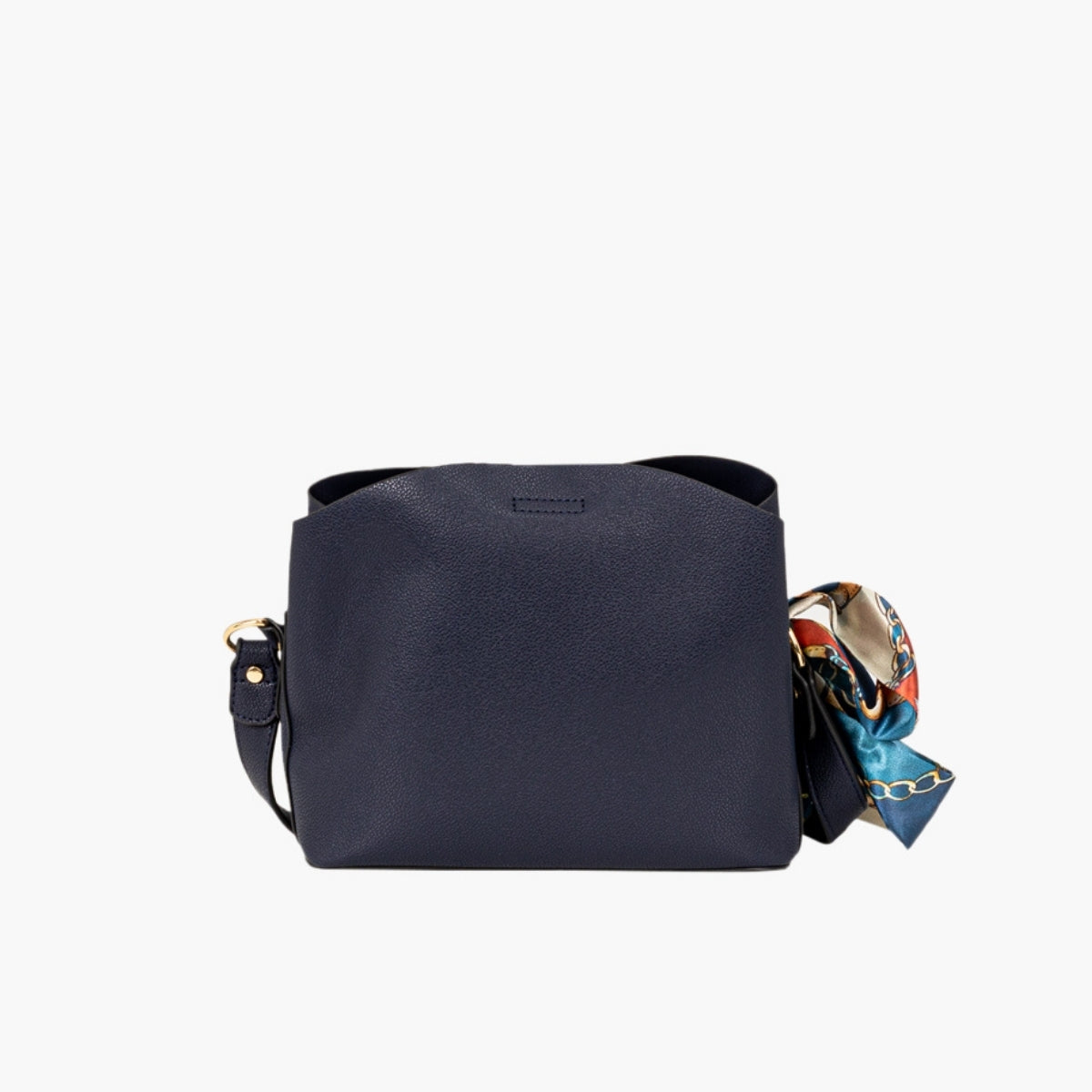 Sac à bandoulière effet grainé bleu marine avec foulard