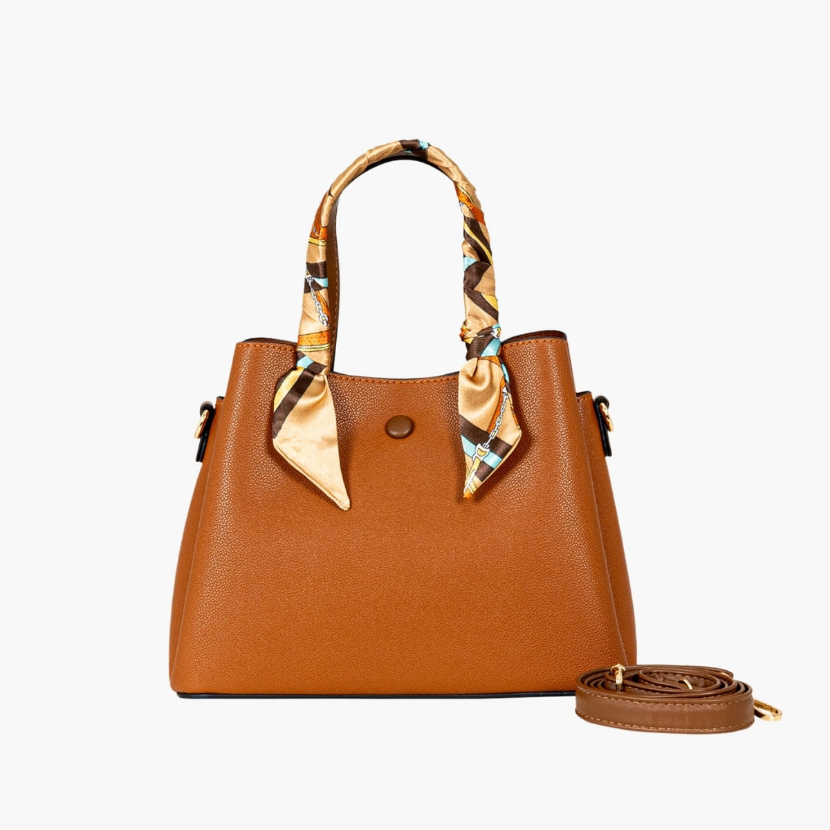 Sac à main effet grainé camel avec foulard