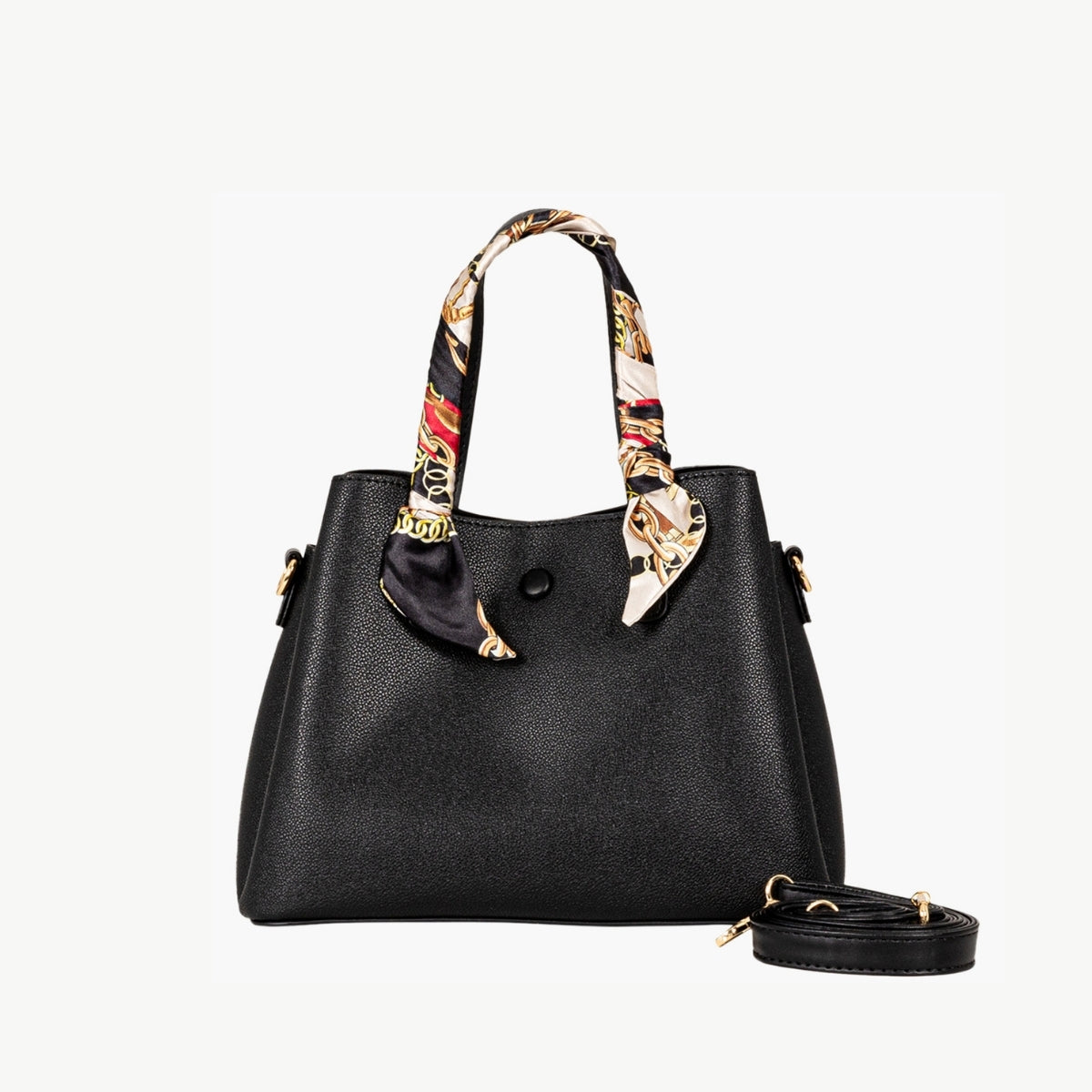 Sac à main effet grainé noir avec foulard