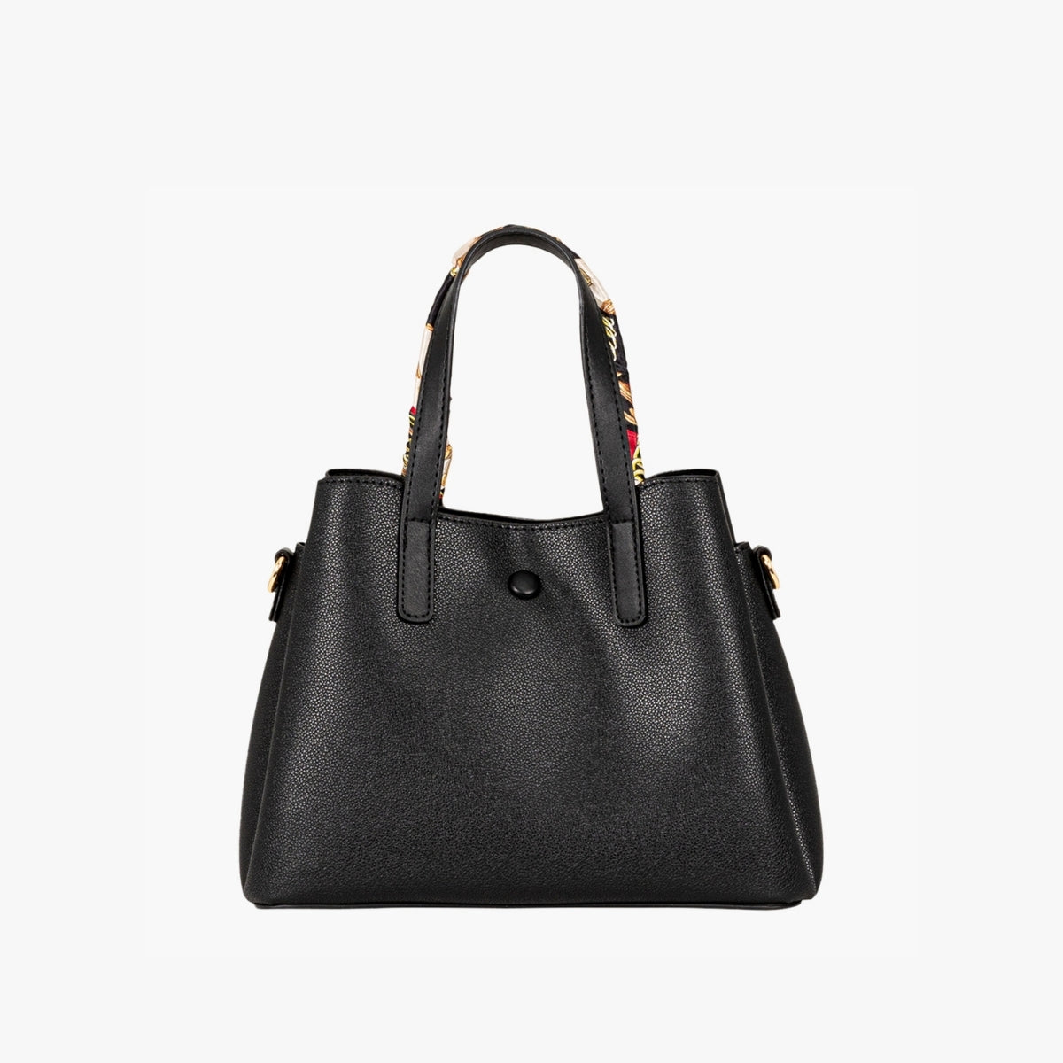 Sac à main effet grainé noir avec foulard