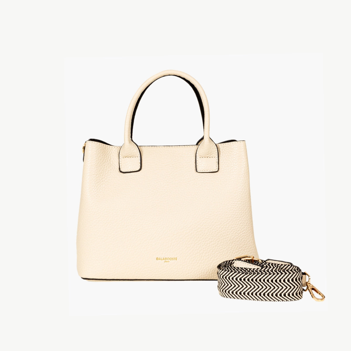 Petit sac porté main effet grainé écru