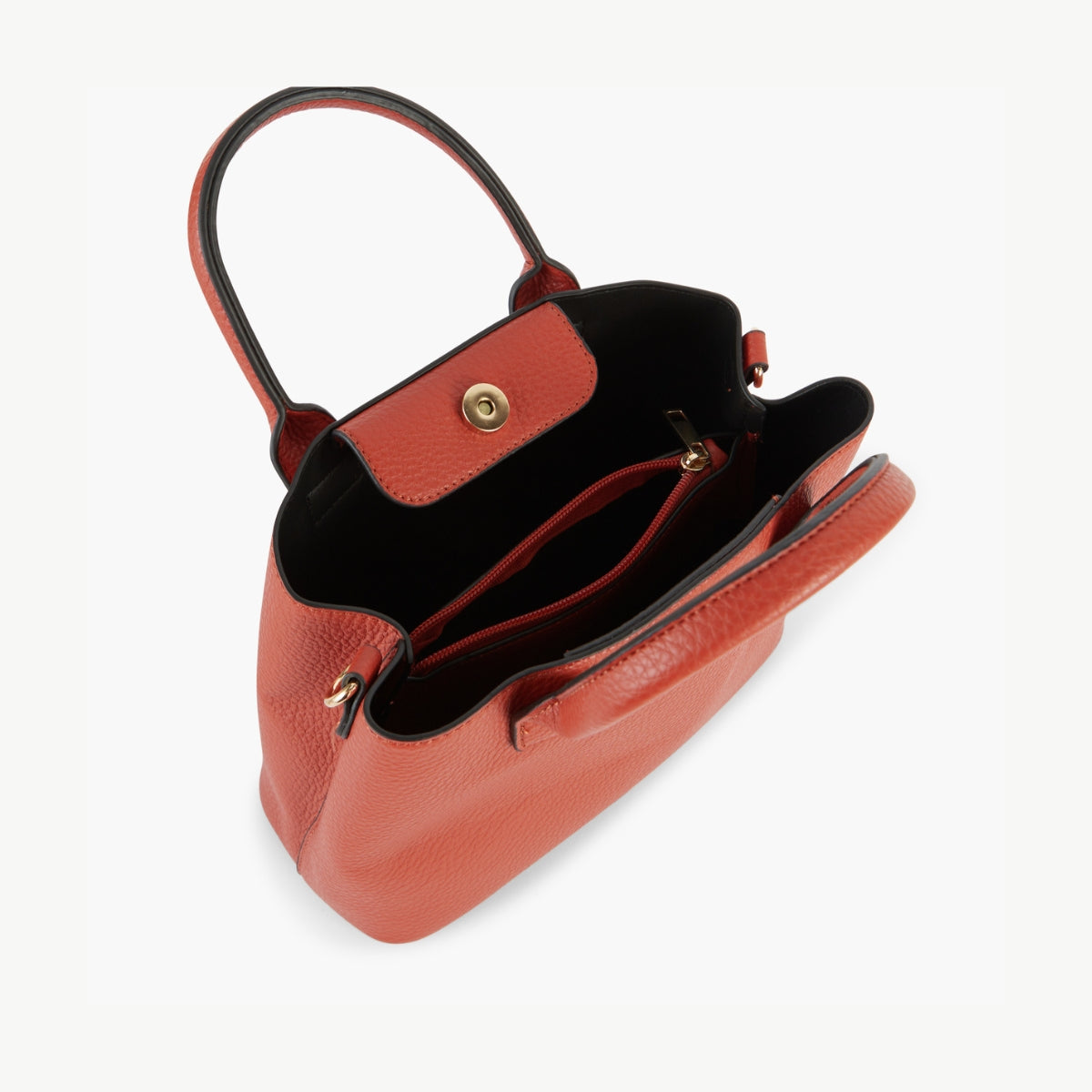 Petit sac porté main effet grainé brique