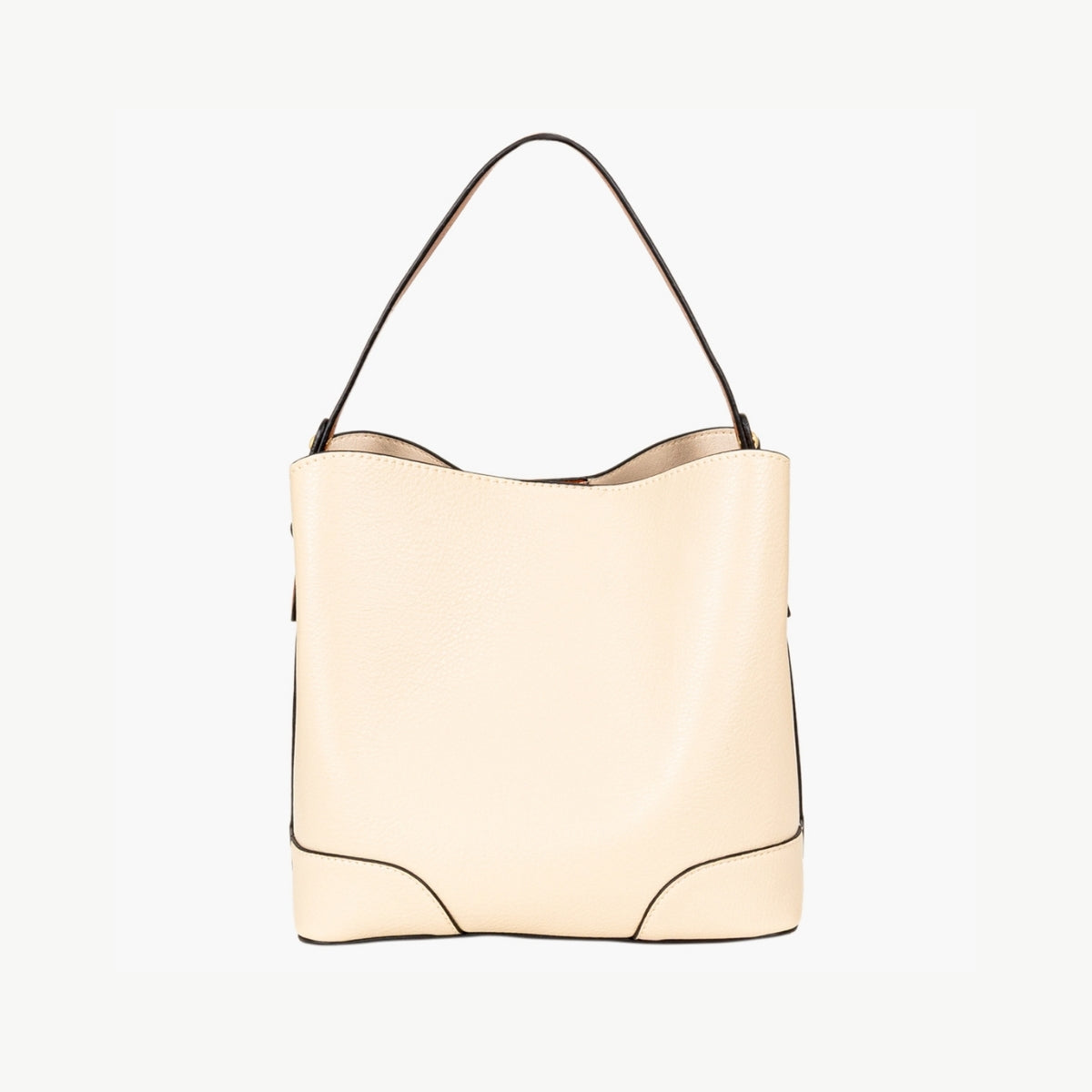 Sac seau beige porté main avec bandoulère à motif