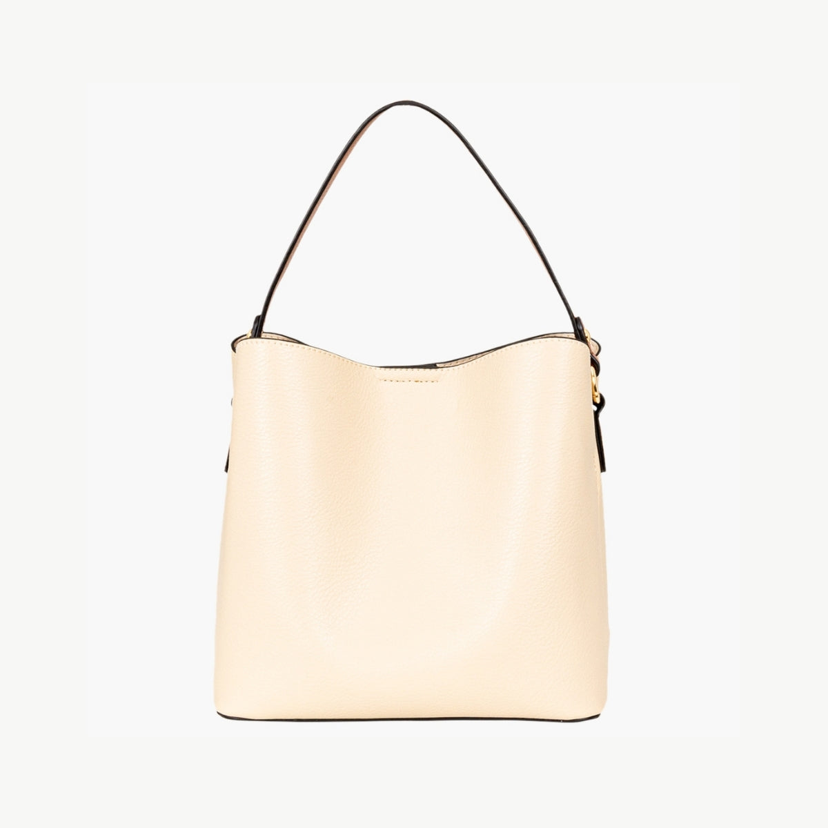 Sac seau beige porté main avec bandoulère à motif