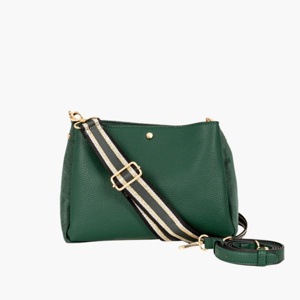 Sac bi-matière vert avec double bandoulière amovible