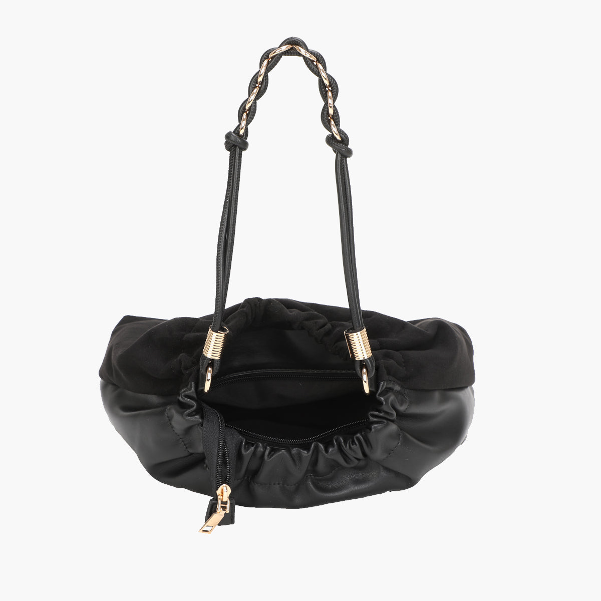 Sac froncé noir avec anse bijoux