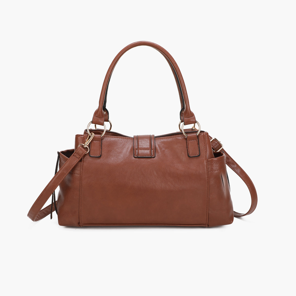 Sac porté épaule marron avec grigri fausse fourrure